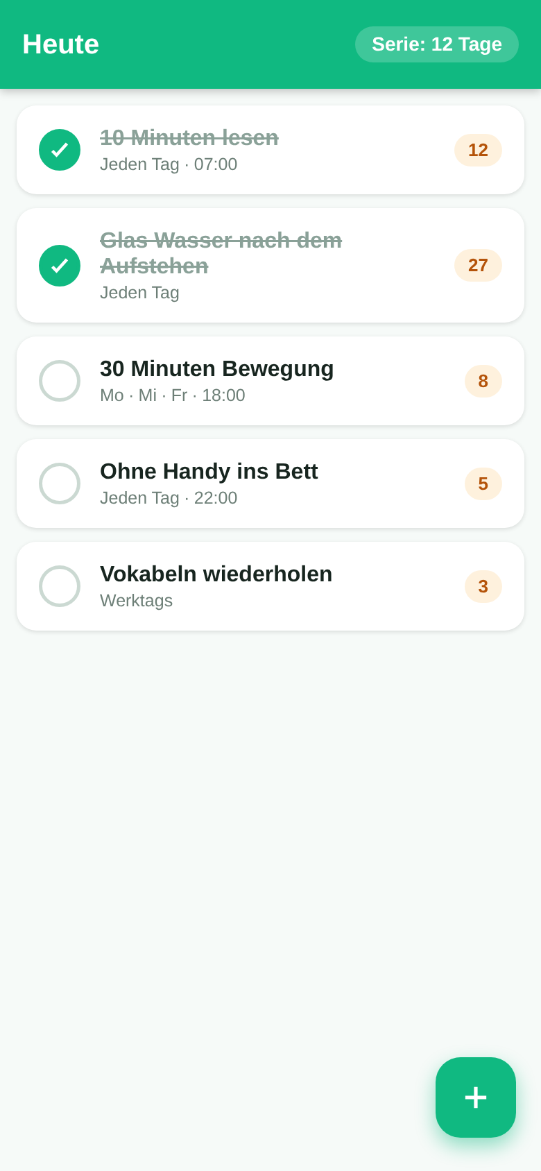 HabitMaker Heute-Ansicht (Vorschau)